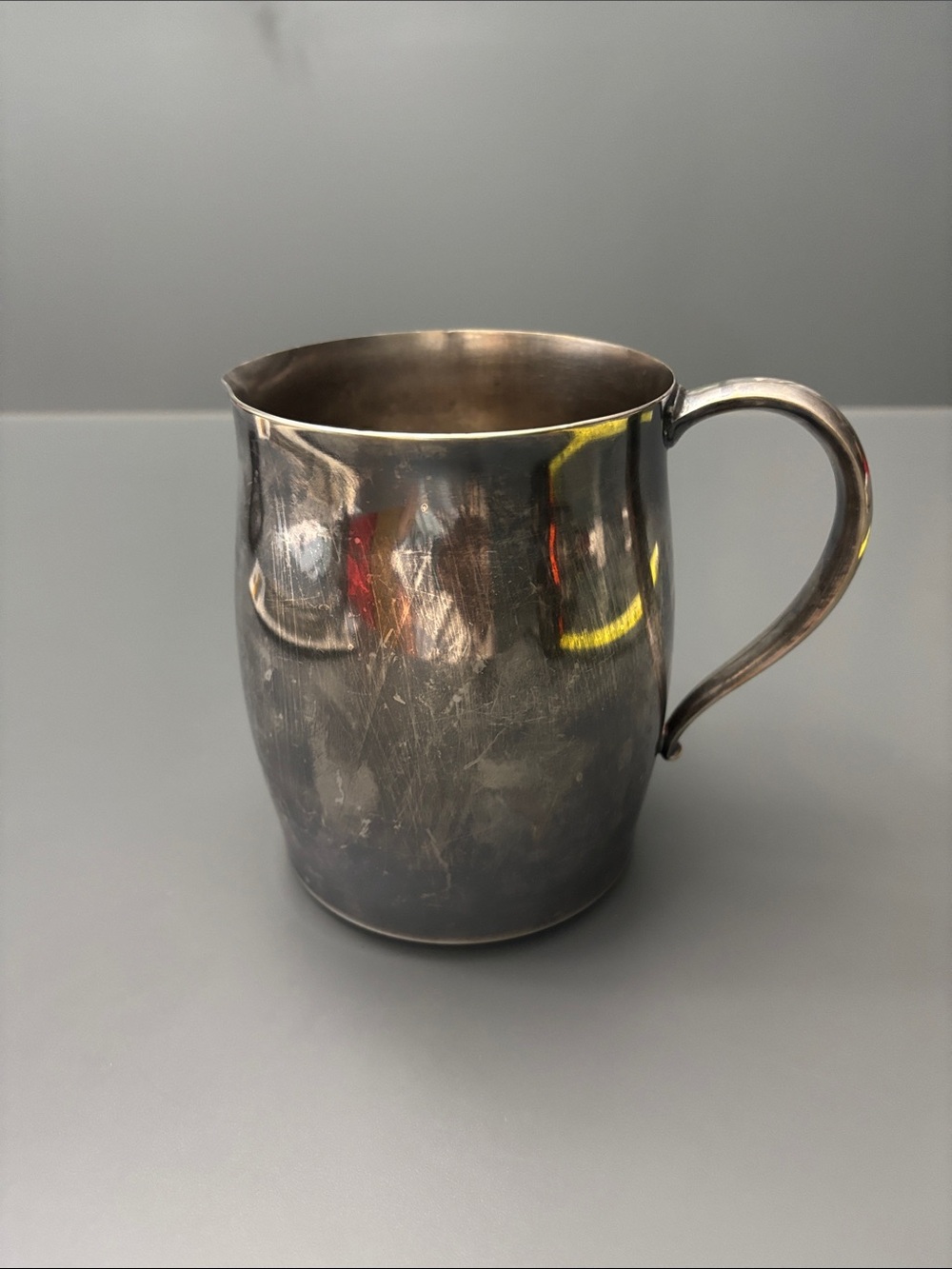 Oneida Silver Plated? Pitcher Creamer Vase Rustic Decor Vintage Patina